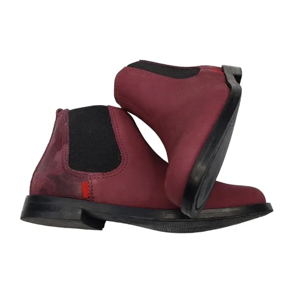 Marc Joseph | New Burgundy Leather Camo Heel Ankle Booties Girl's Size 11.5