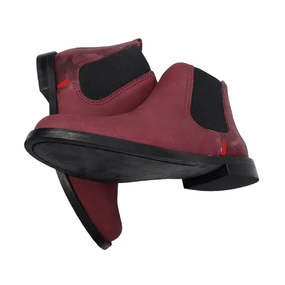 Marc Joseph | New Burgundy Leather Camo Heel Ankle Booties Girl's Size 11.5