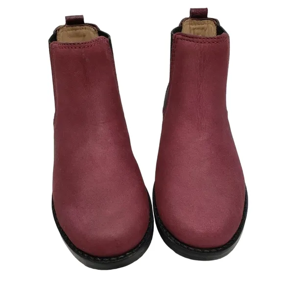 Marc Joseph | New Burgundy Leather Camo Heel Ankle Booties Girl's Size 11.5