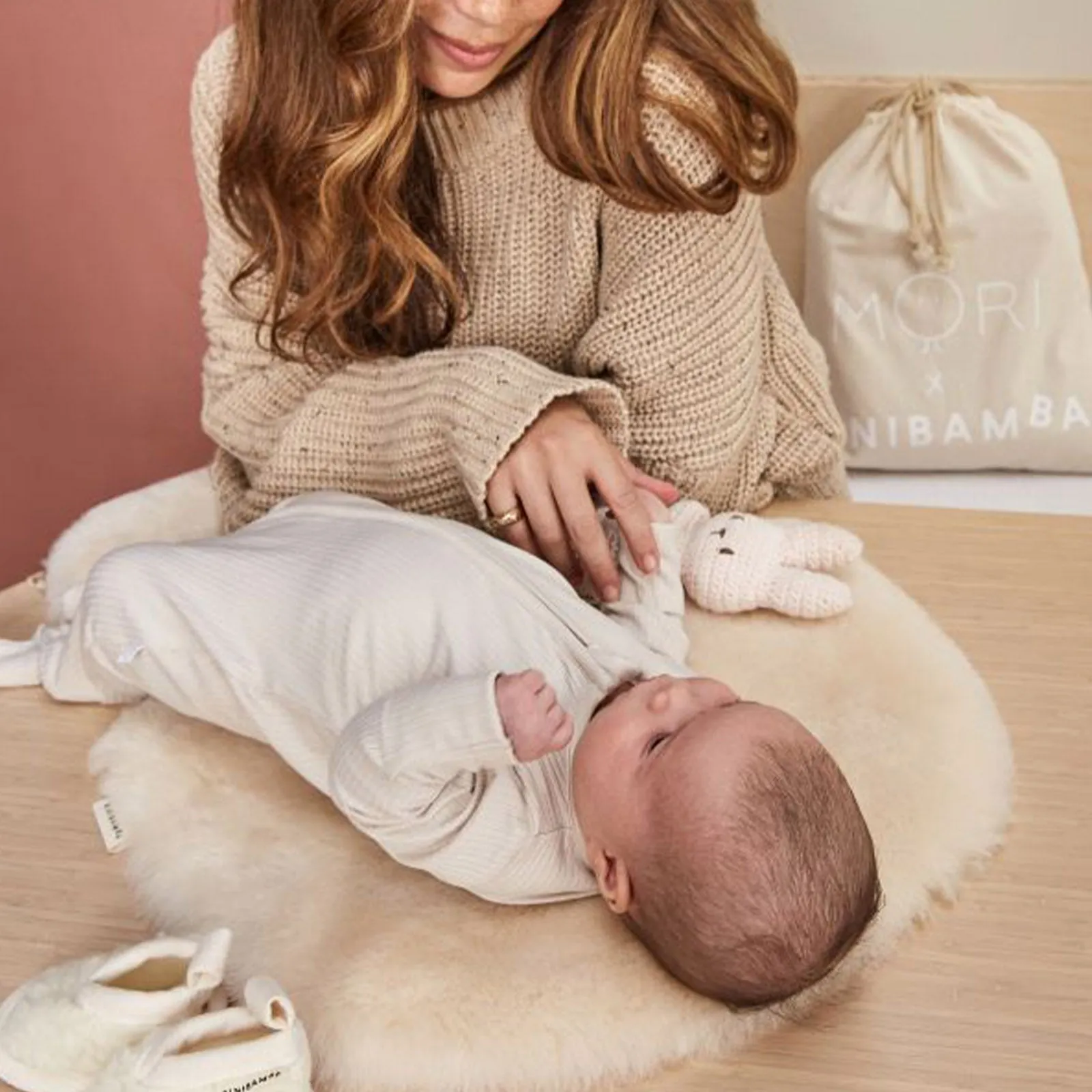 MORI x BINIBAMBA Sleepsuit, Booties & Crochet Toy Gift Set