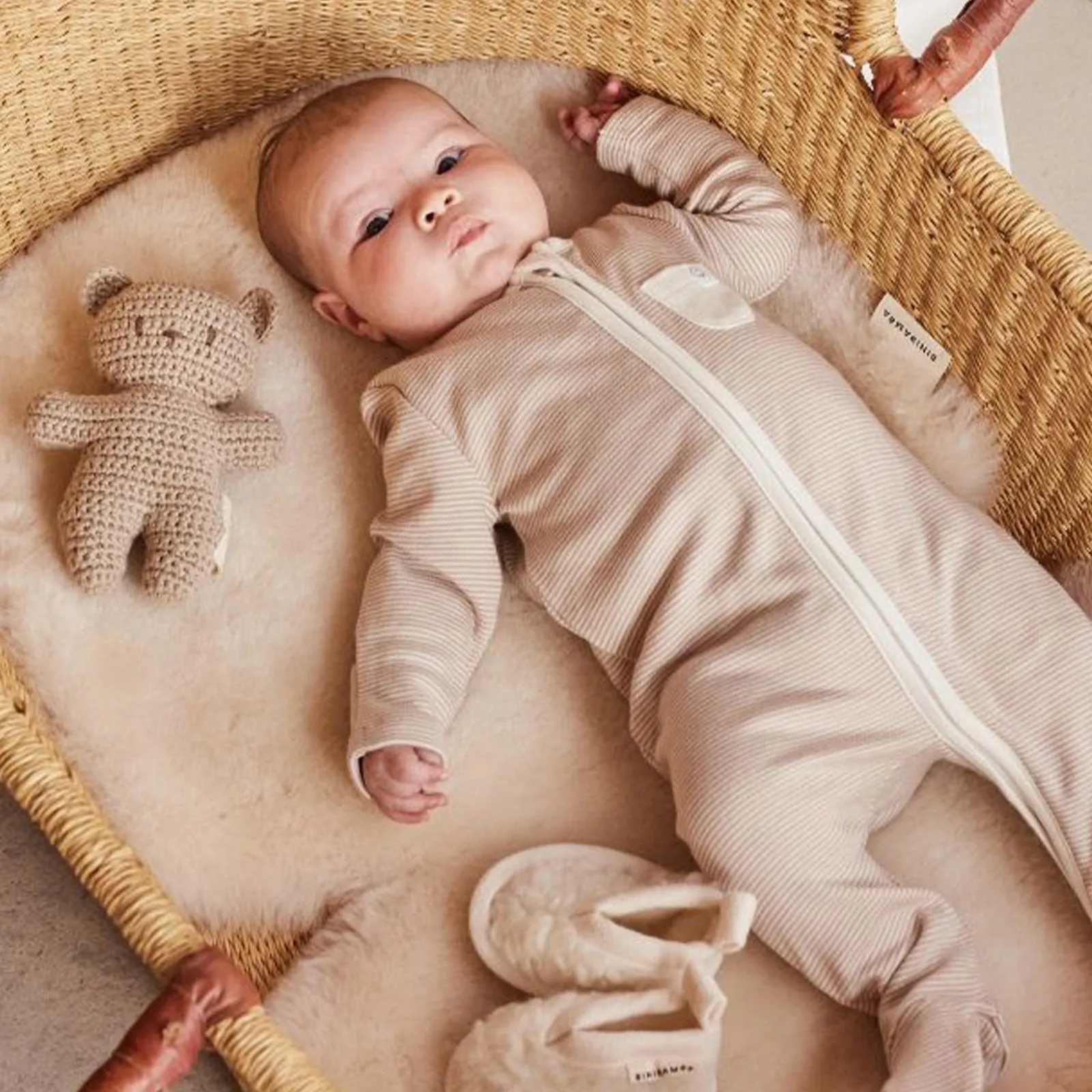 MORI x BINIBAMBA Sleepsuit, Booties & Crochet Toy Gift Set