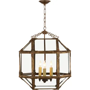 Morris Medium Lantern in Gilded Iron with Clear Glass