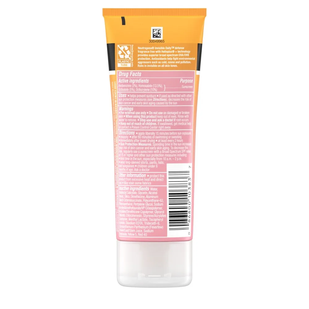 Neutrogena Invisible Daily Defense Sunscreen Lotion Broad Spectrum SPF 60  Fragrance Free