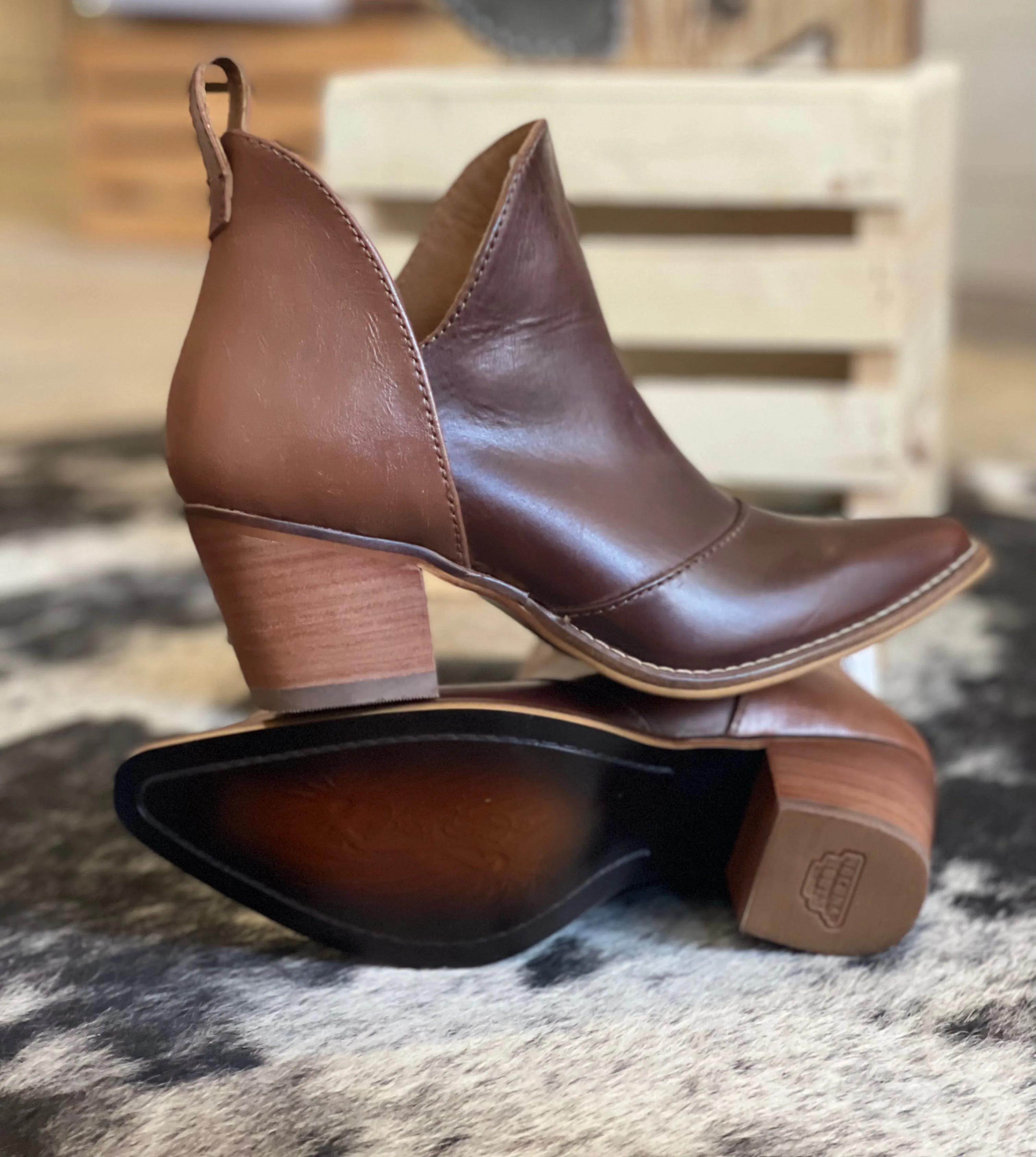 Nocona Micki Brunette SM Cowhide Booties