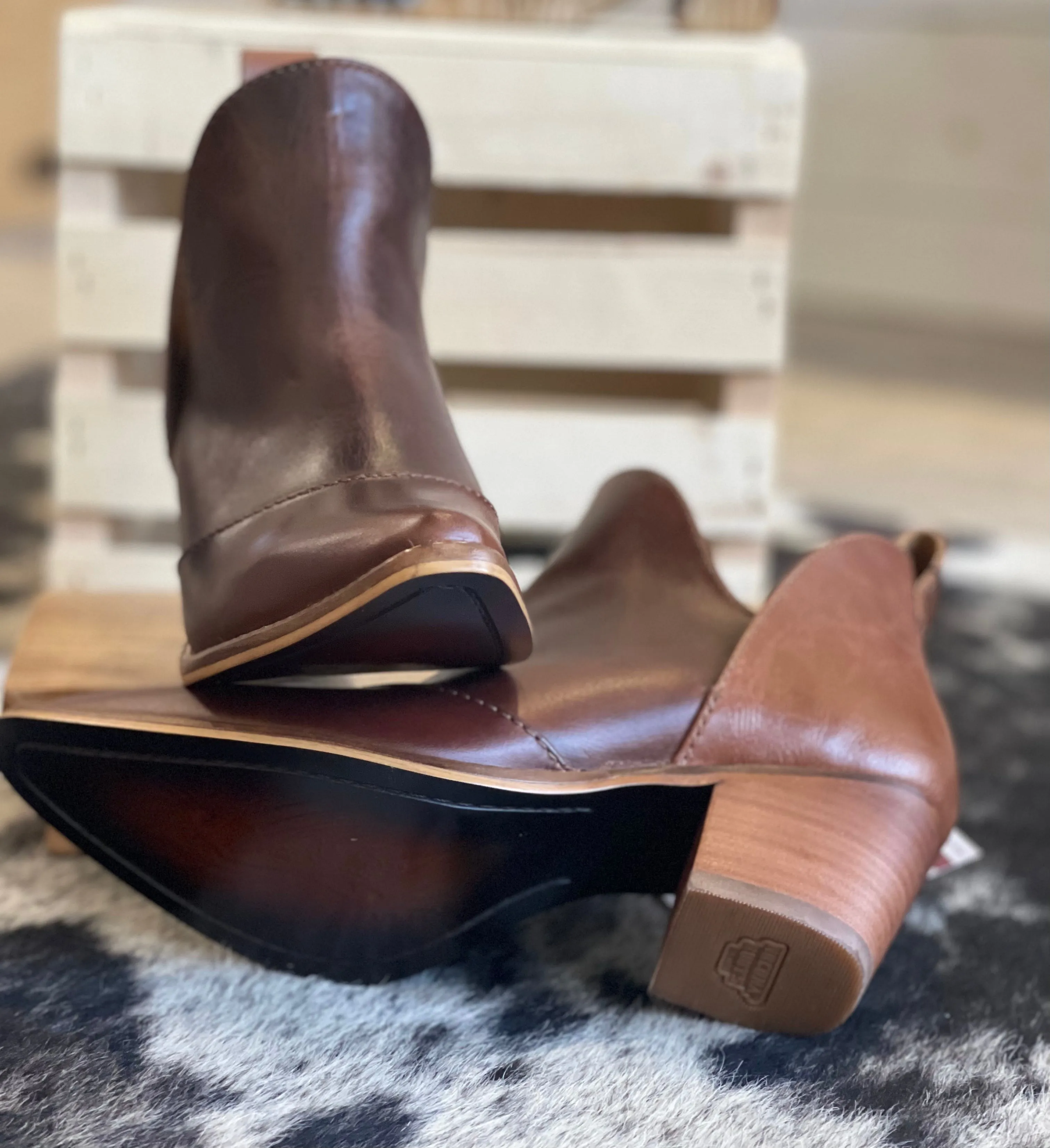 Nocona Micki Brunette SM Cowhide Booties