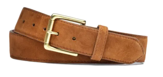 Nubuck Belt with Natural Brass Roller Buckle