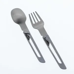 Pack of 2 Folding Cutlery Sets 900, Fork   Spoon, Stainless Steel for Camping