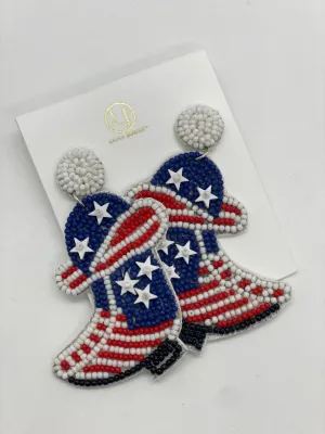 Patriotic Boots Beaded Earrings