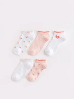 Patterned Girls Booties Socks 5-Piece