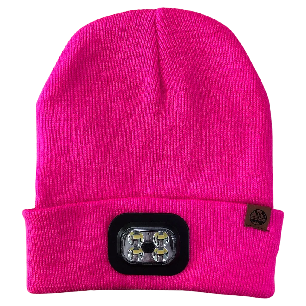 Peaks LED Lighted Beanie Hat Pink-DS