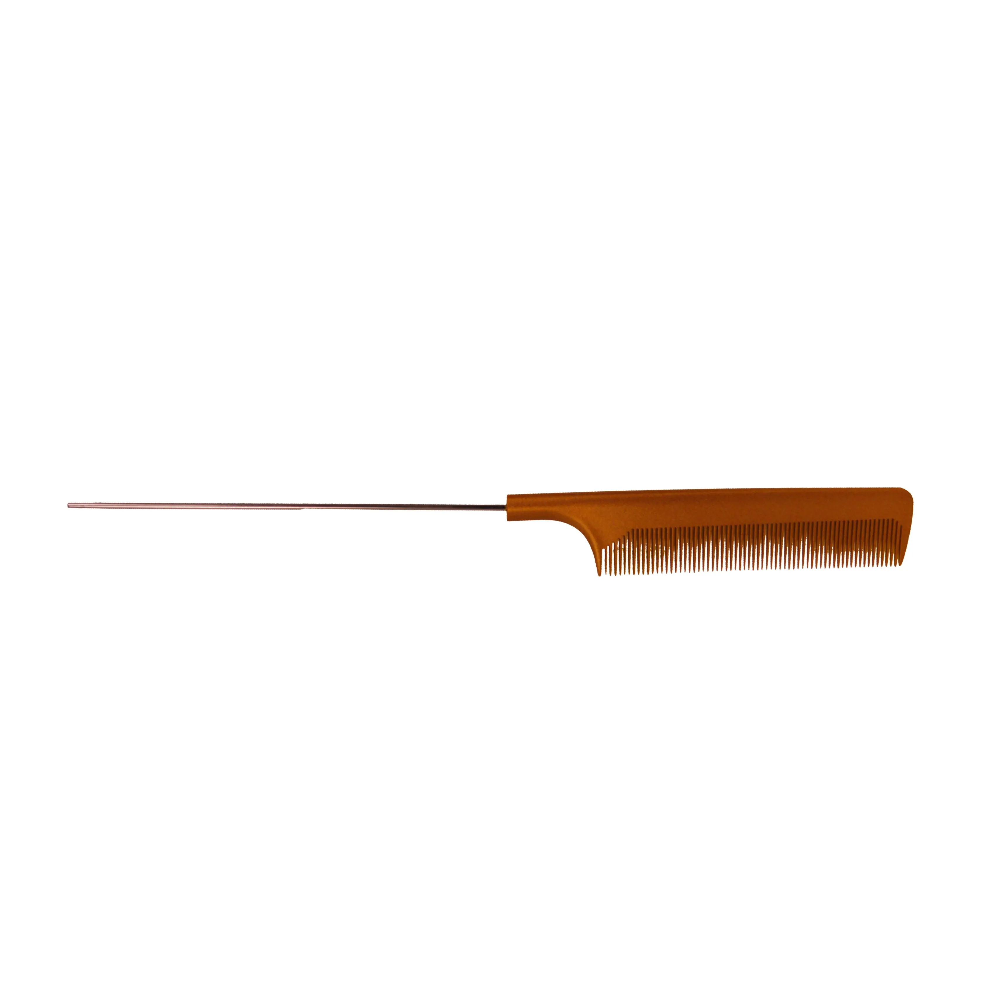 Pegasus MICOLOR 123, 9.75in Hard Rubber Fine Tooth Pintail Comb, Seamless, Anti Static, Heat and Chemically Resistant, Stainless Steel Pin, Great for Parting, Coloring Hair | Peines de goma dura - Gold