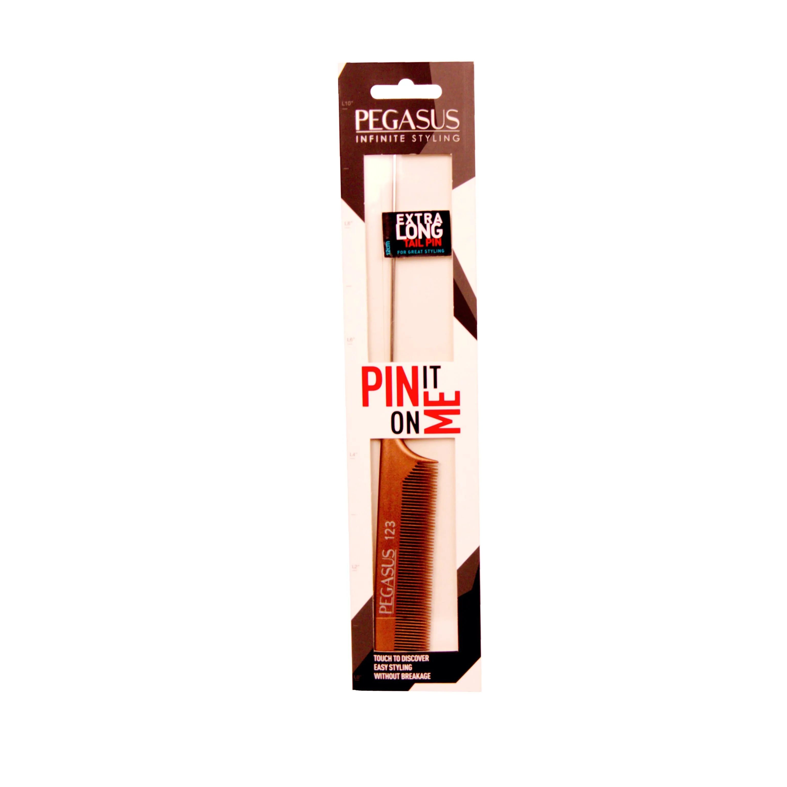 Pegasus MICOLOR 123, 9.75in Hard Rubber Fine Tooth Pintail Comb, Seamless, Anti Static, Heat and Chemically Resistant, Stainless Steel Pin, Great for Parting, Coloring Hair | Peines de goma dura - Gold