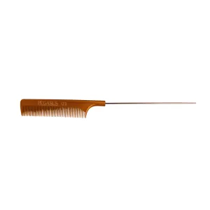Pegasus MICOLOR 123, 9.75in Hard Rubber Fine Tooth Pintail Comb, Seamless, Anti Static, Heat and Chemically Resistant, Stainless Steel Pin, Great for Parting, Coloring Hair | Peines de goma dura - Gold