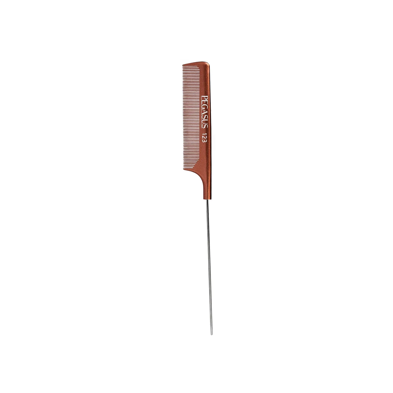 Pegasus MICOLOR 123, 9.75in Hard Rubber Fine Tooth Pintail Comb, Seamless, Anti Static, Heat and Chemically Resistant, Stainless Steel Pin, Great for Parting, Coloring Hair | Peines de goma dura - Gold
