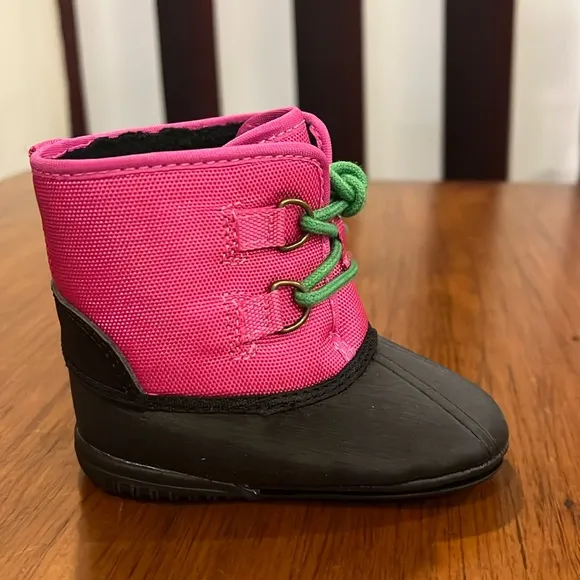 Polo Ralph Lauren Fuchsia Nylon Packer Crib Booties shoes boots Infant Baby Sz 2