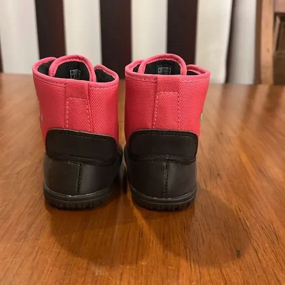 Polo Ralph Lauren Fuchsia Nylon Packer Crib Booties shoes boots Infant Baby Sz 2