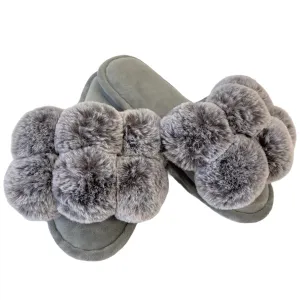 POM POM SLIPPERS - Grey