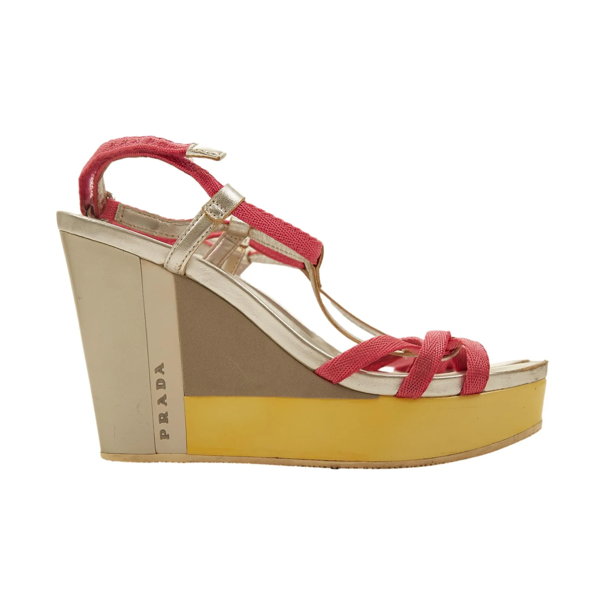 Prada Silver Color Block Wedges