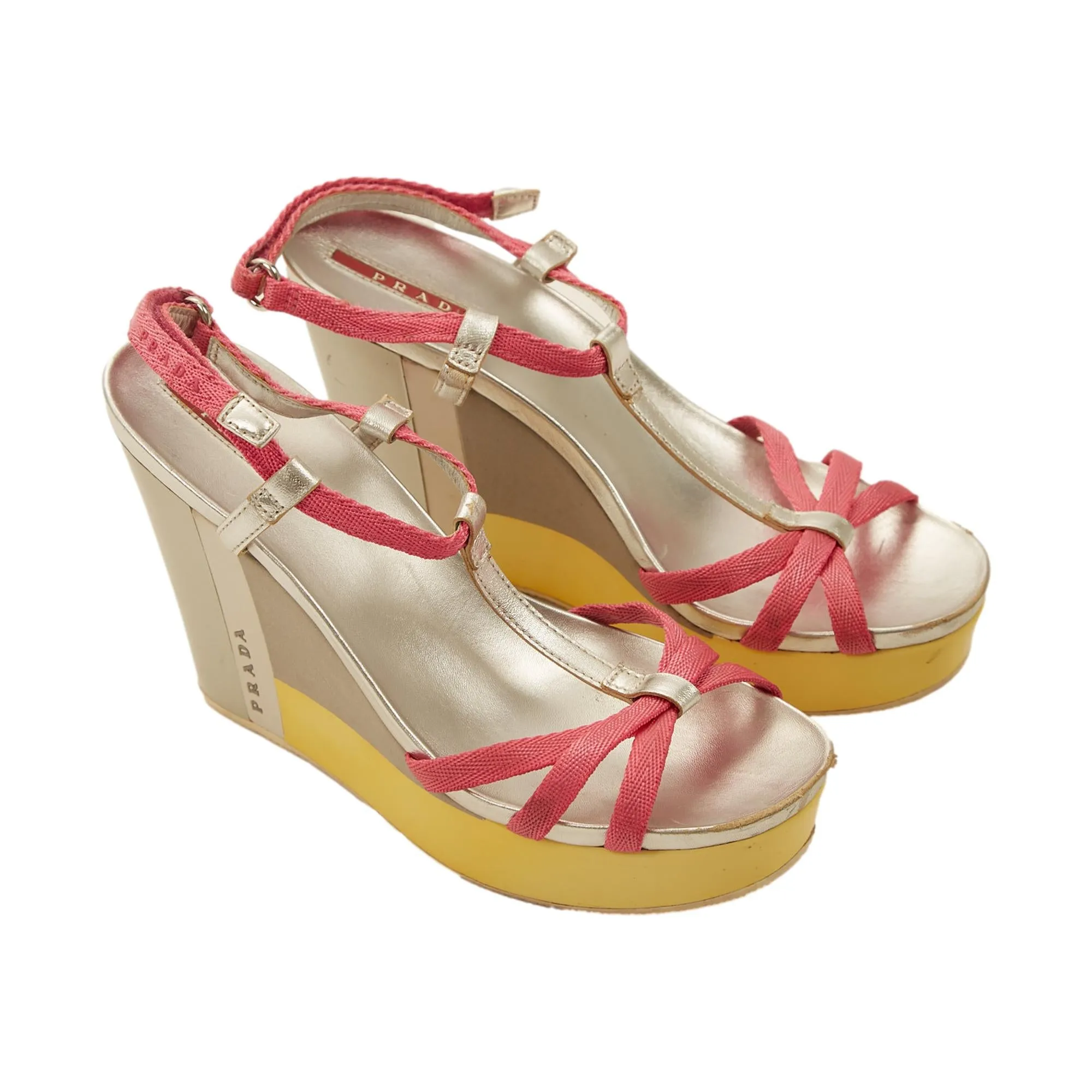 Prada Silver Color Block Wedges