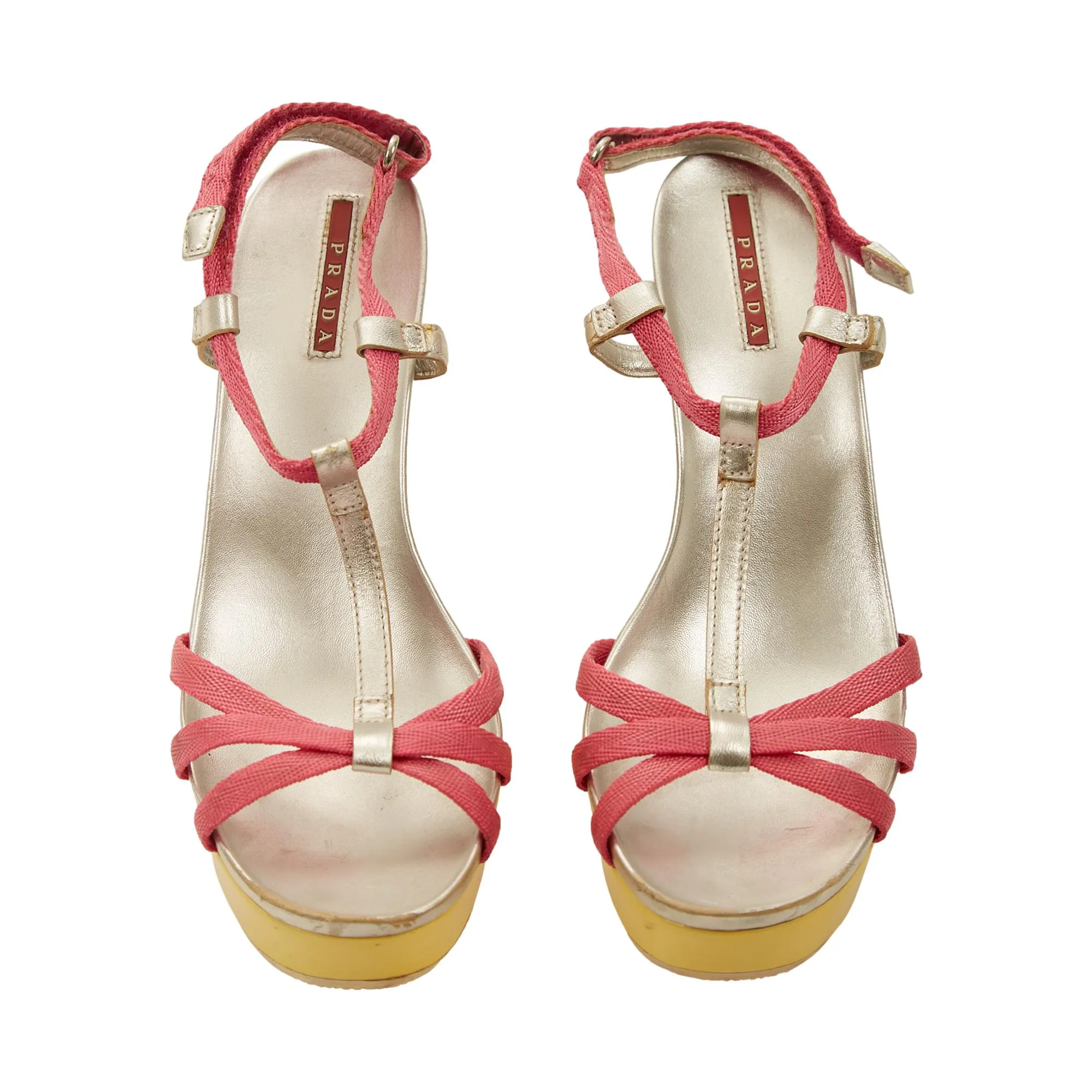 Prada Silver Color Block Wedges