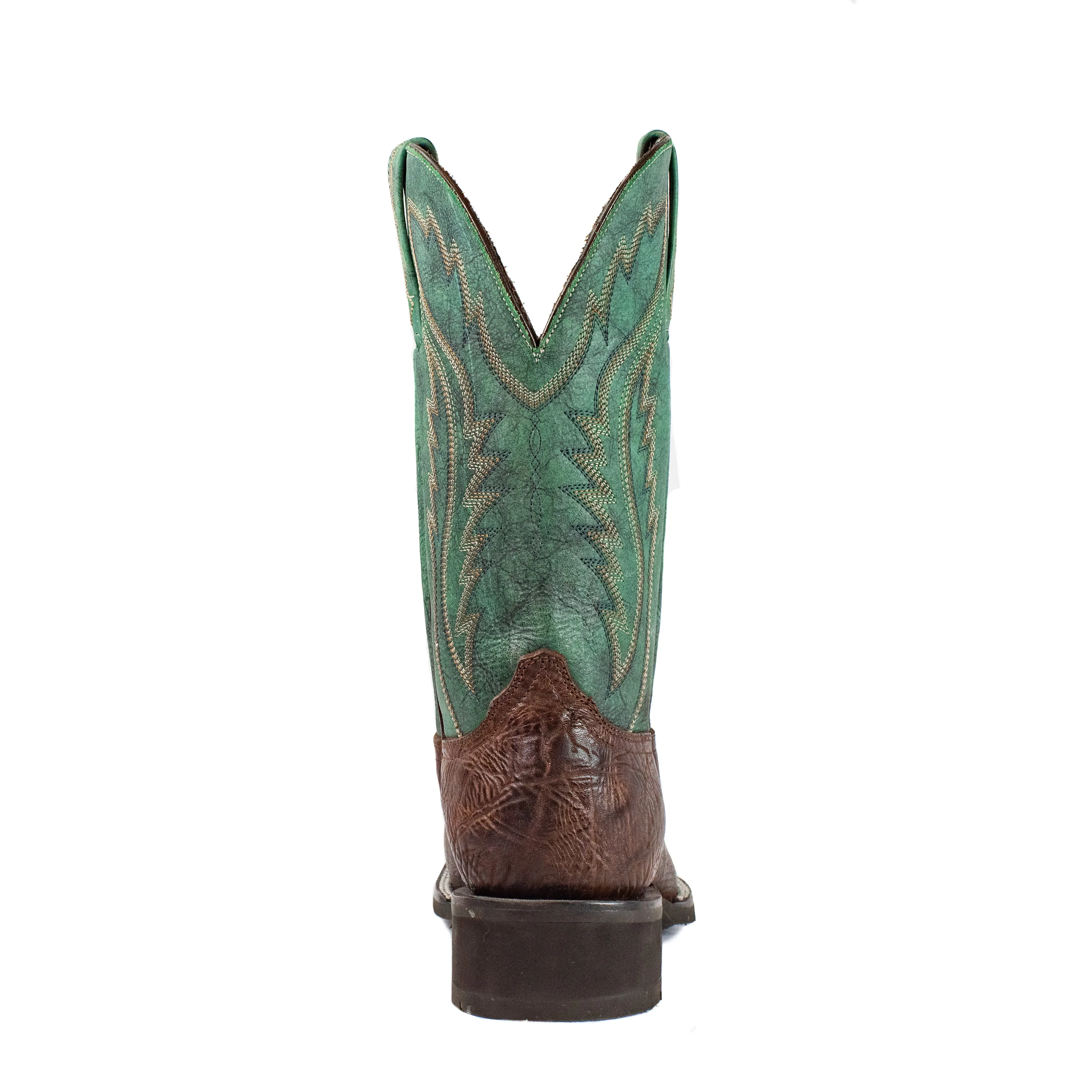 Ranch Boot (Rubber Sole) - Square Toe - Brown & Green