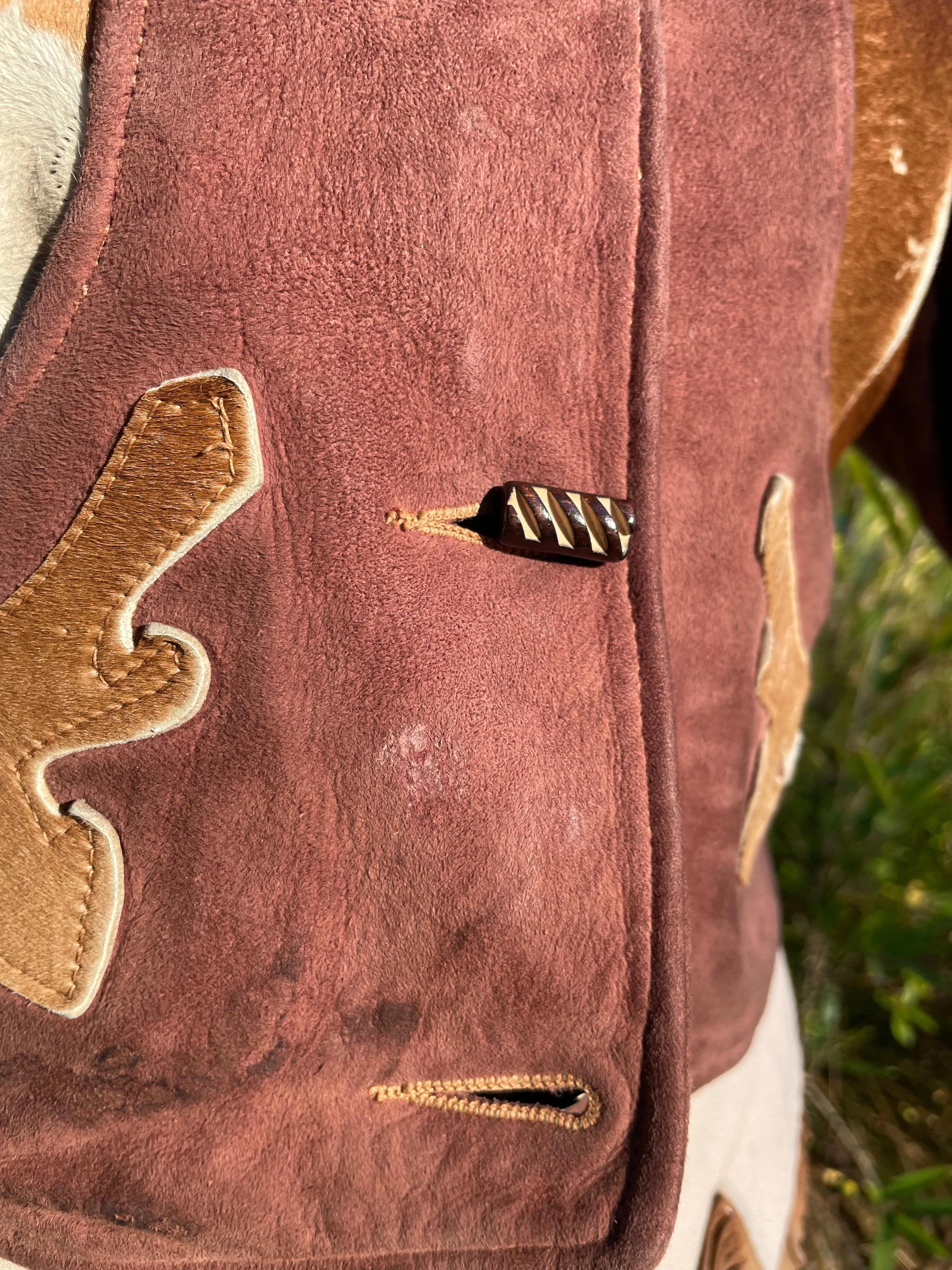 Rare Western Ladies Copped Hair On Hide Leather Jacket