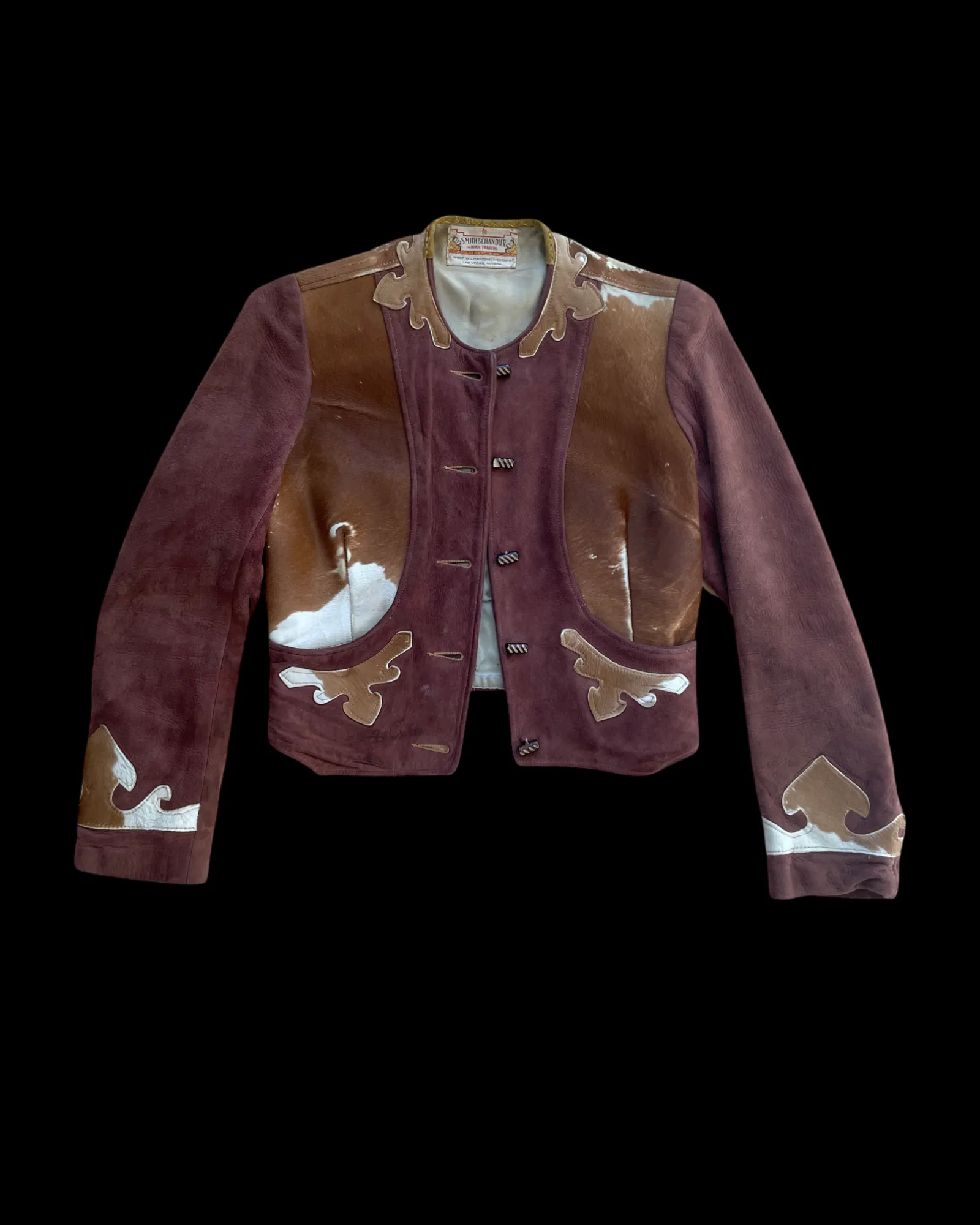 Rare Western Ladies Copped Hair On Hide Leather Jacket