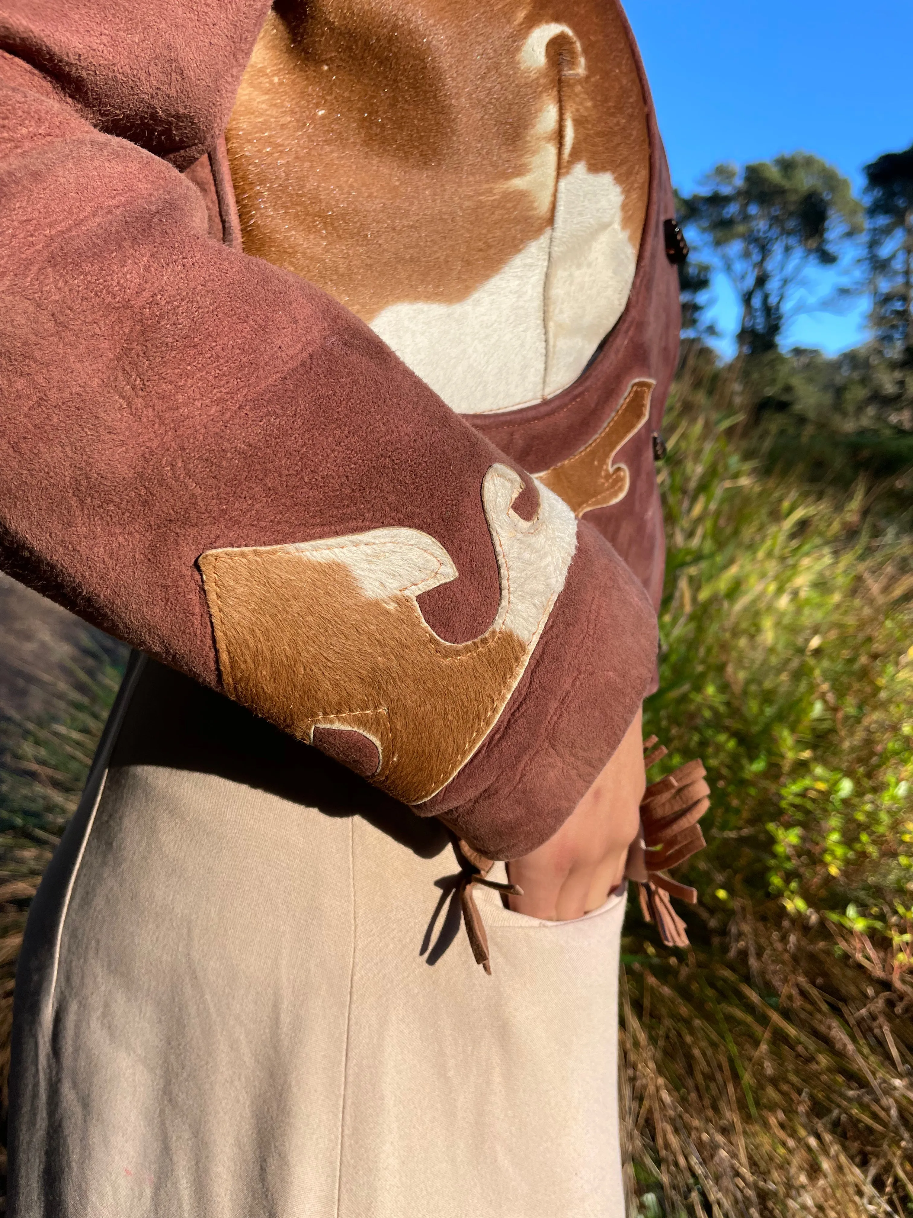 Rare Western Ladies Copped Hair On Hide Leather Jacket