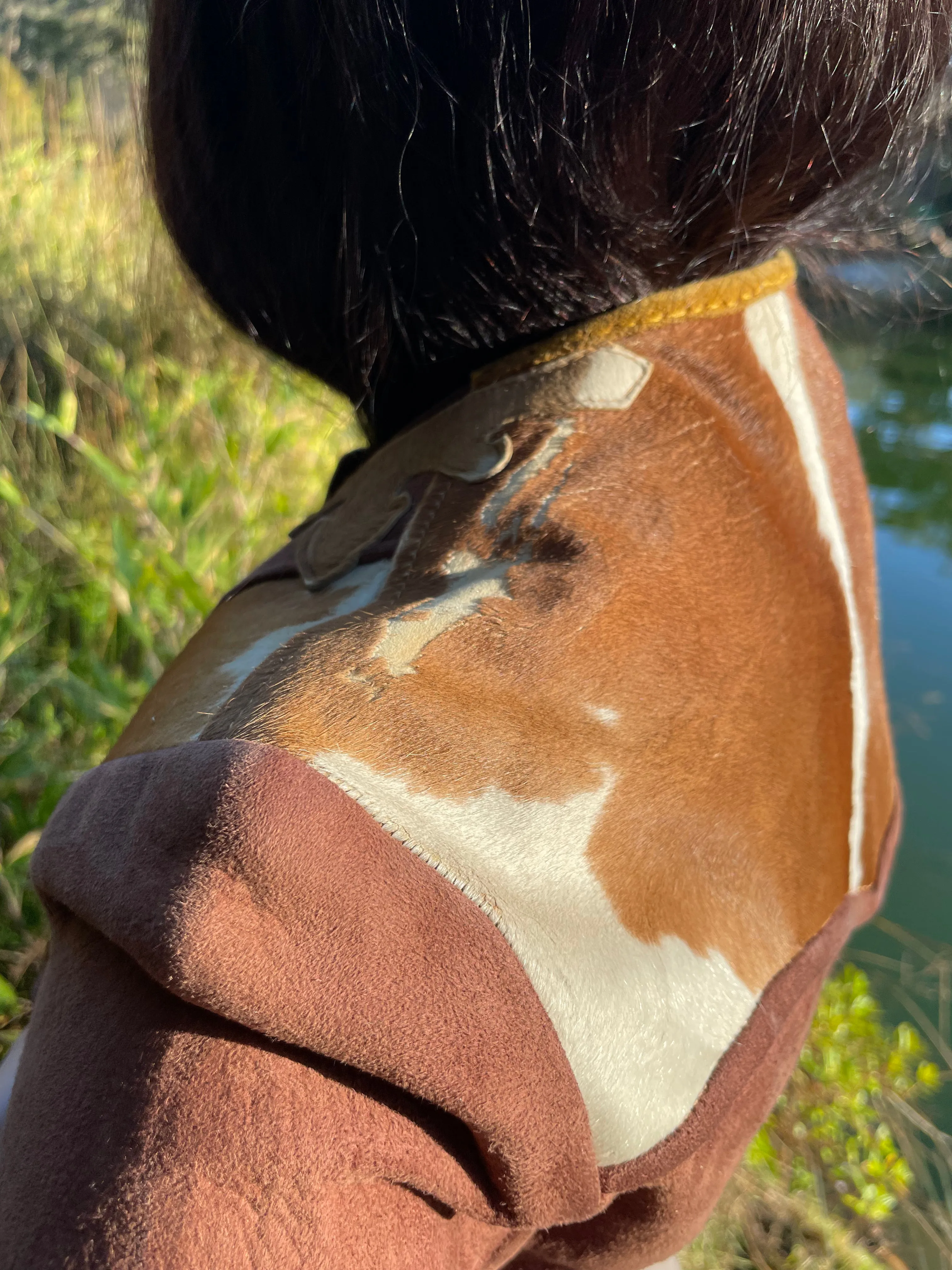 Rare Western Ladies Copped Hair On Hide Leather Jacket