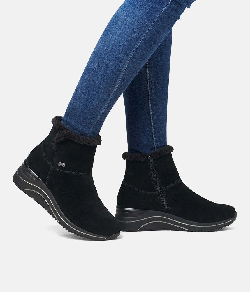 Remonte Stylish Black Suede Cold Weather Boots