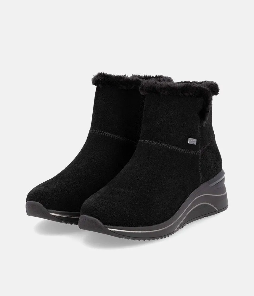 Remonte Stylish Black Suede Cold Weather Boots