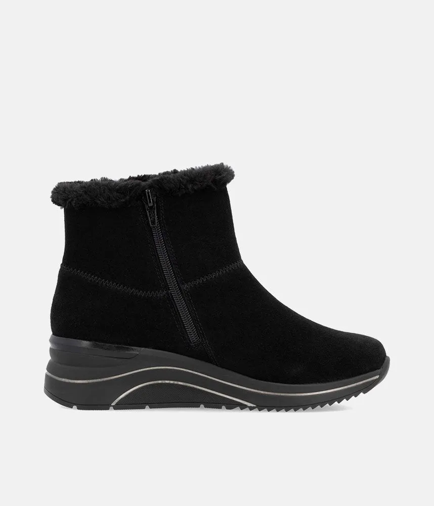 Remonte Stylish Black Suede Cold Weather Boots