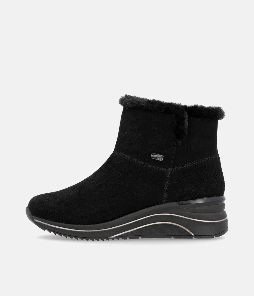 Remonte Stylish Black Suede Cold Weather Boots