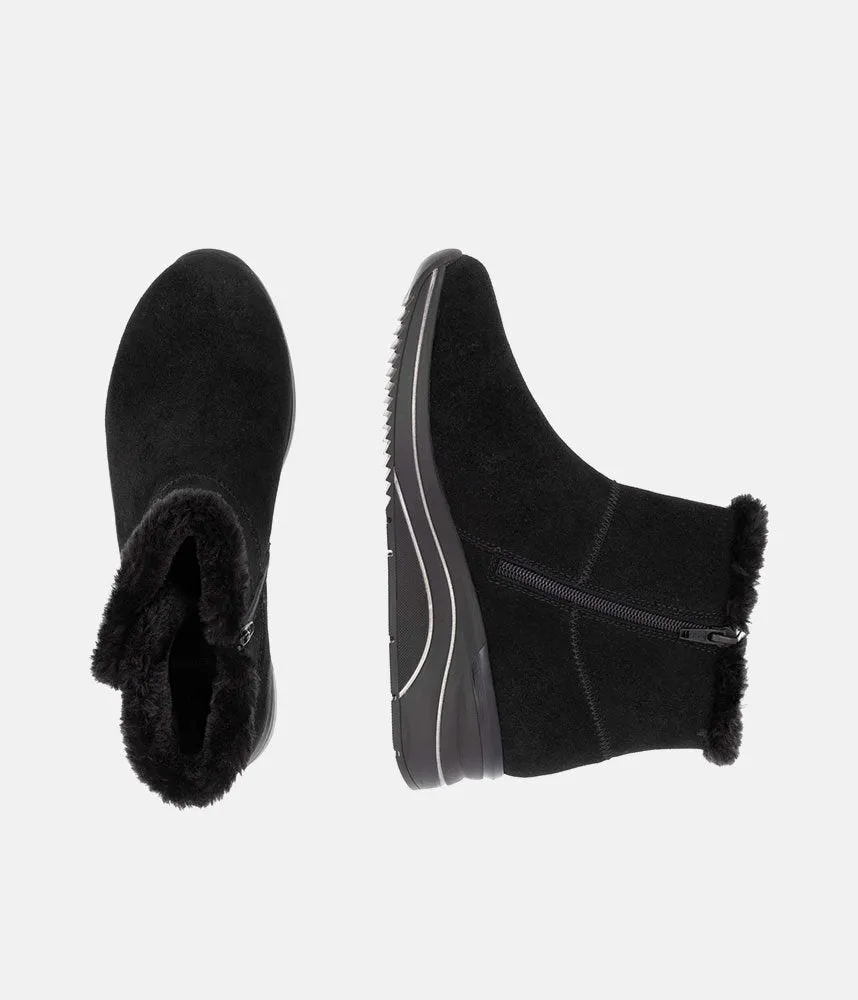 Remonte Stylish Black Suede Cold Weather Boots
