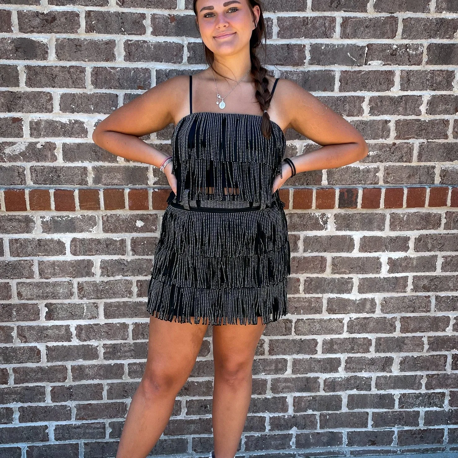 Rhinestone Diva Fringe Crop Top