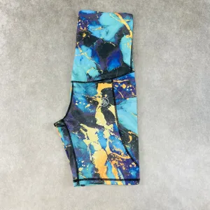 Rivers Of Gold Super Wide Waistband ACTIVE Side Pocket Shorts