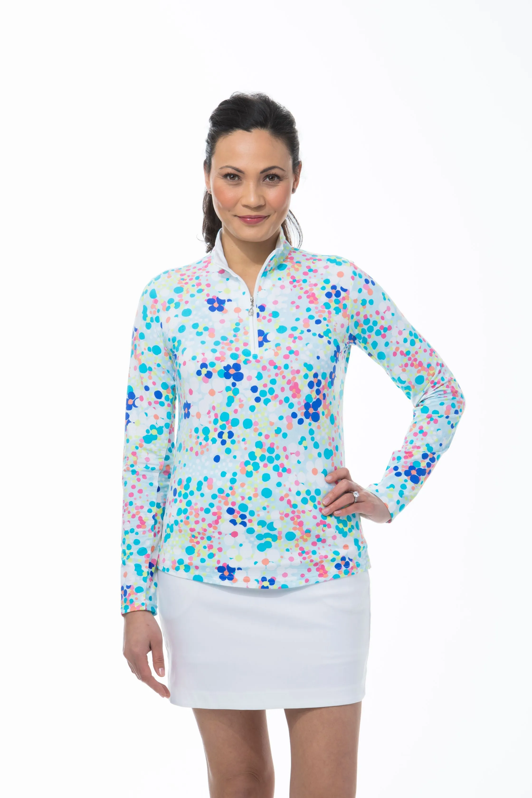 SanSoleil 900611Soltekice L/S Print Mock Flower Power  | SPF 50
