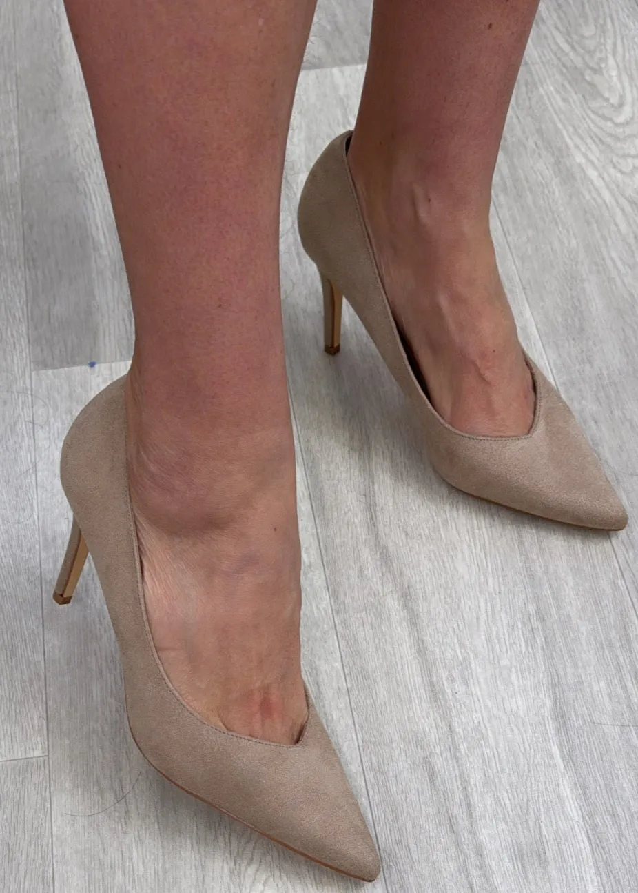 Saoirse Beige Suede Court Shoes