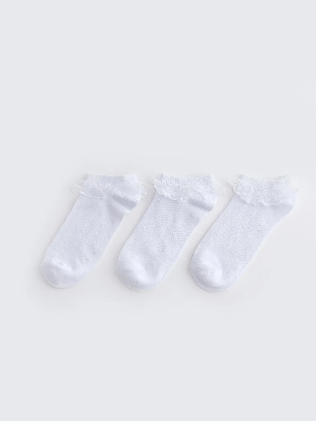Self-Patterned Girls Booties Socks 3-Piece