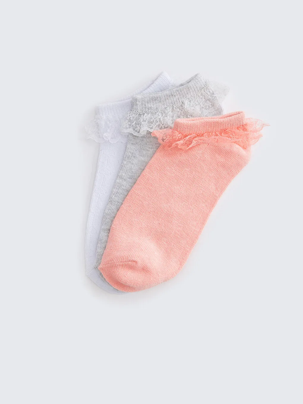 Self-Patterned Girls Booties Socks 3-Piece