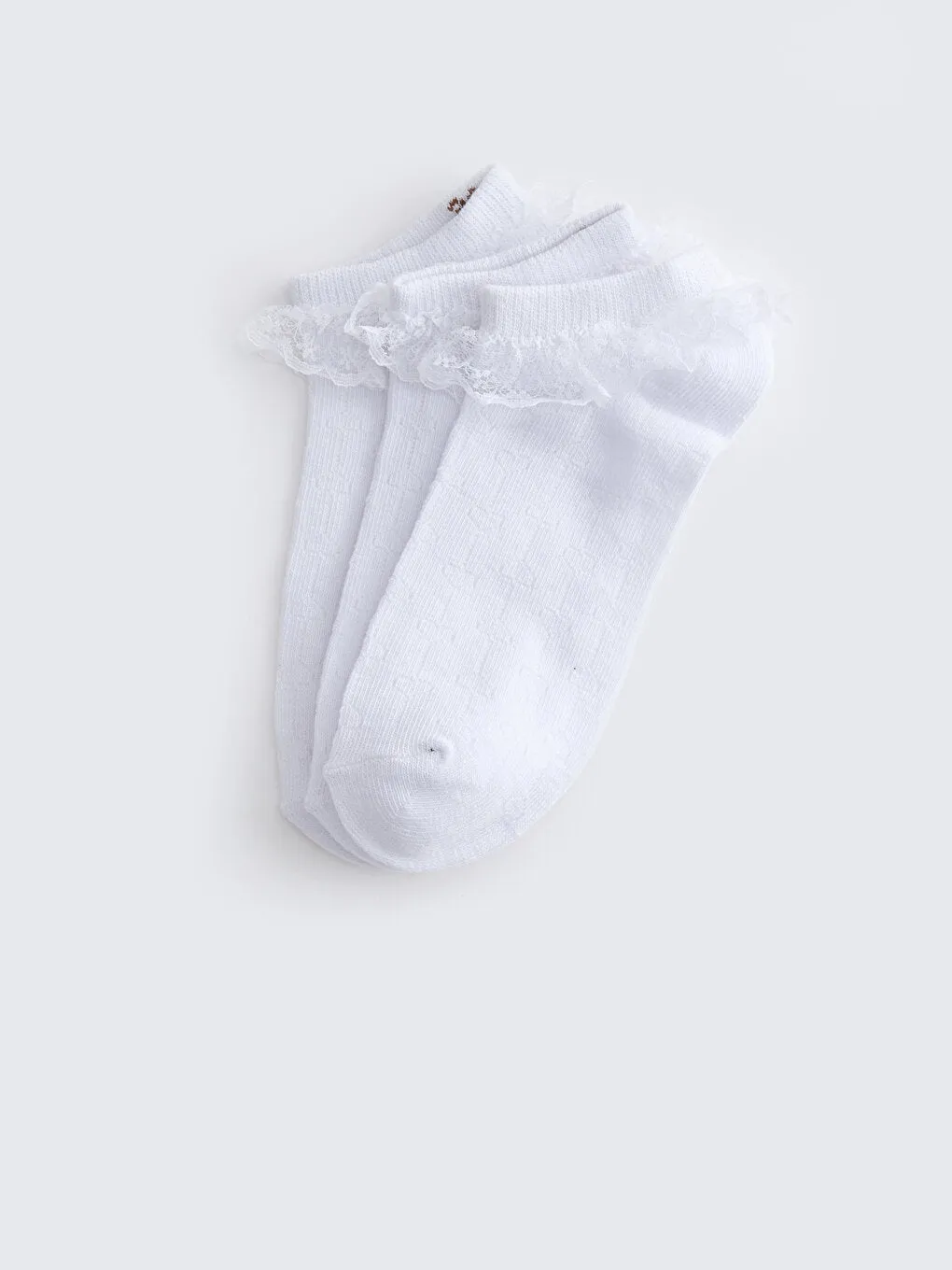 Self-Patterned Girls Booties Socks 3-Piece