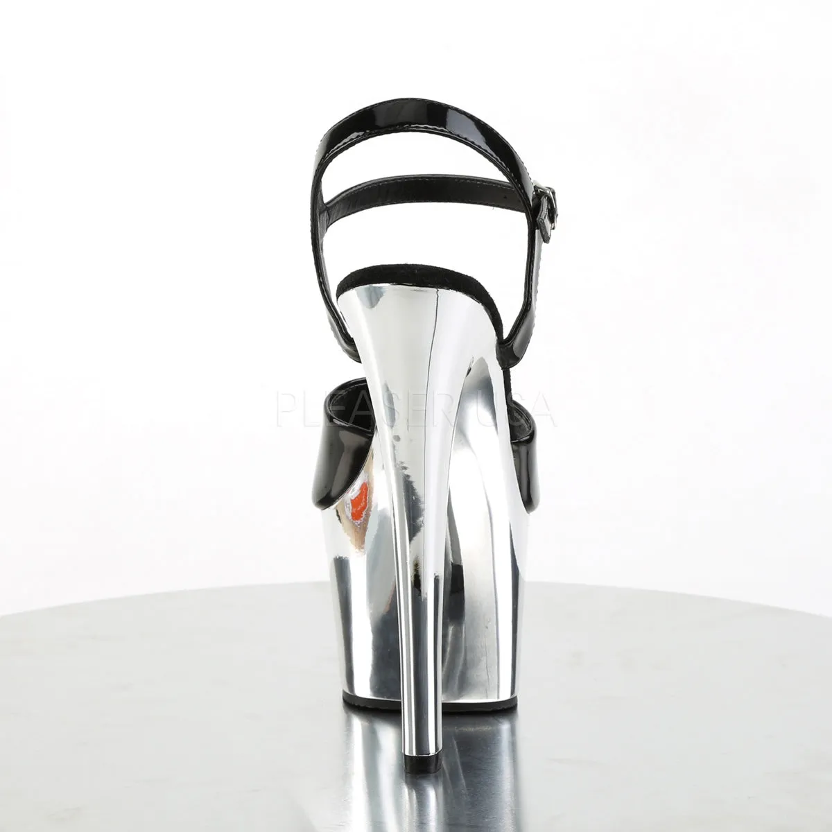 SKY-309  Black Patent/Silver Chrome