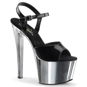 SKY-309  Black Patent/Silver Chrome