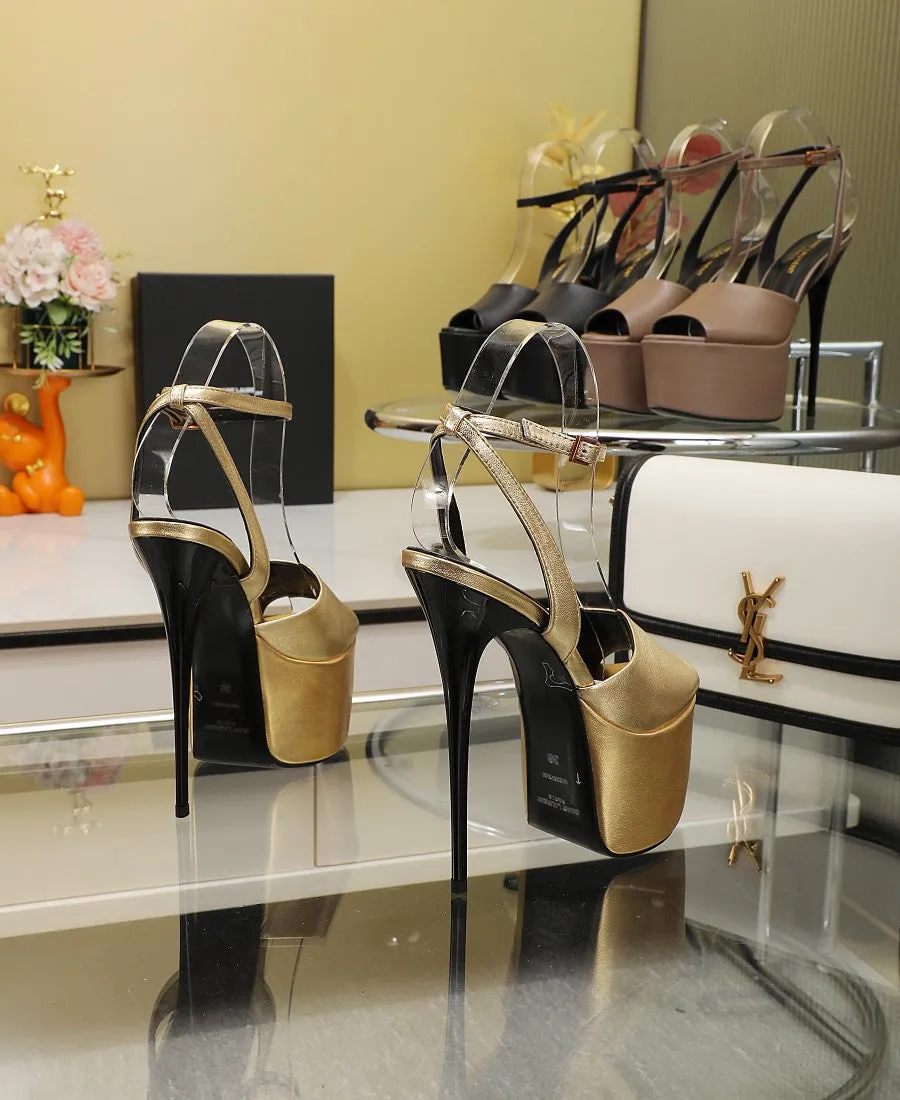 SL SUPER HIGH HEELS SANDAL METALLIC GOLD CALFSKIN