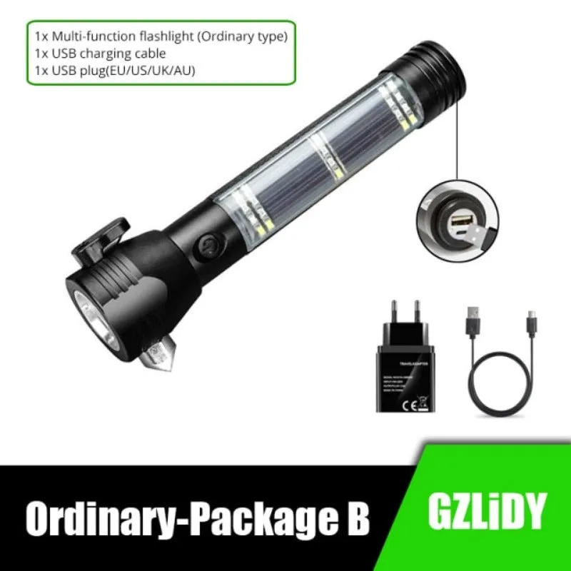 Solar LED Flashlight Multi-Function
