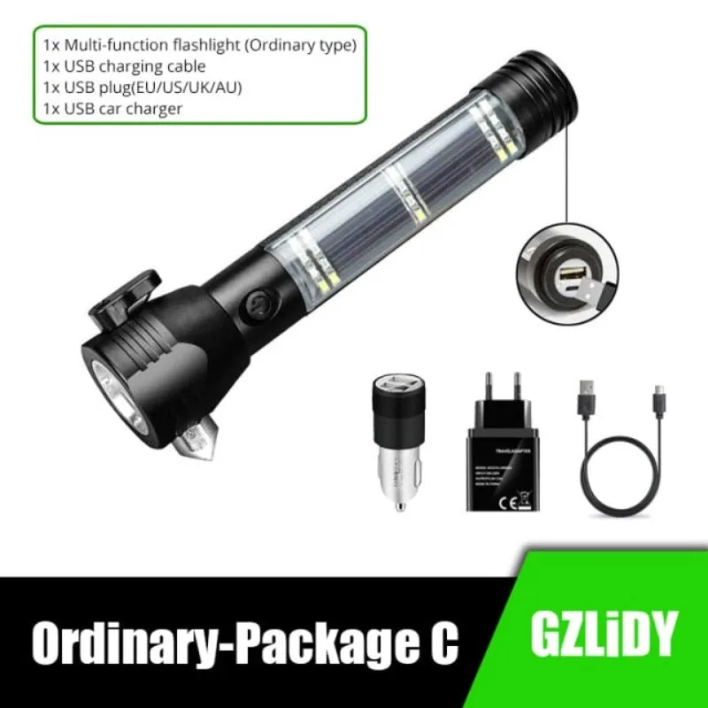 Solar LED Flashlight Multi-Function