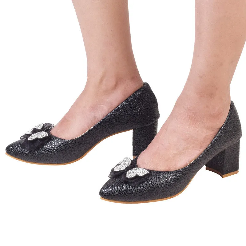 Sophisticated & Charming Slip-On Block Heels Ballerinas With Stylish Buckle