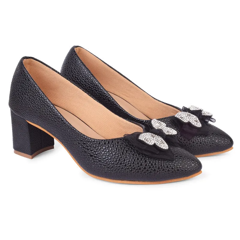 Sophisticated & Charming Slip-On Block Heels Ballerinas With Stylish Buckle