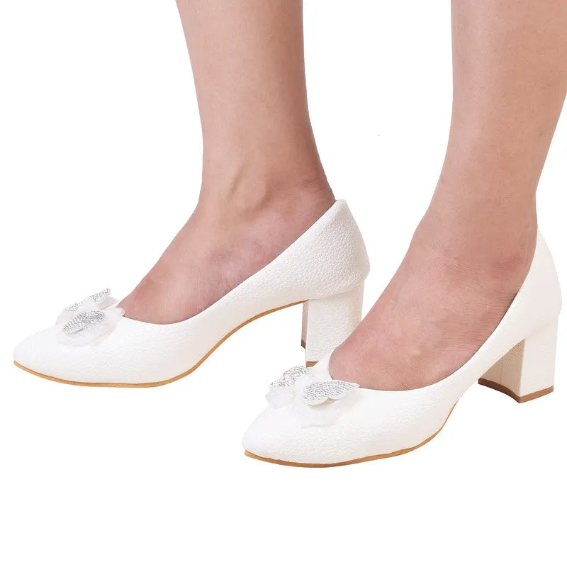 Sophisticated & Charming Slip-On Block Heels Ballerinas With Stylish Buckle