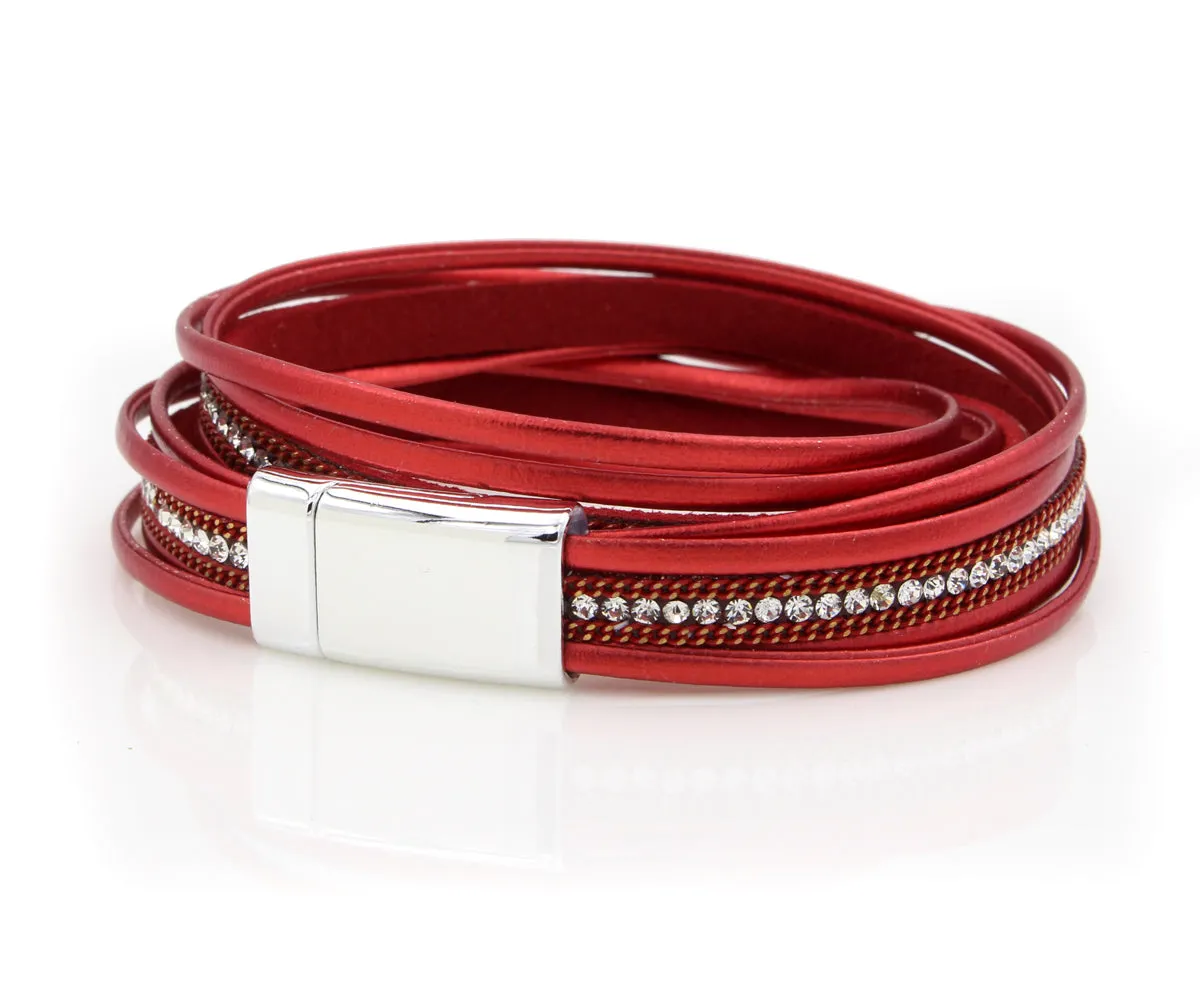 Sparkly Metallic Red Double Wrap Bracelet